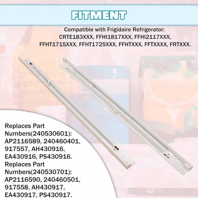 Alt view image 3 of 7 - Ecotric 240530601 240530701 Slide Rail Sets Compatible with Frigidaire Refrigerator Track Rail LH & RH ABS Plastic