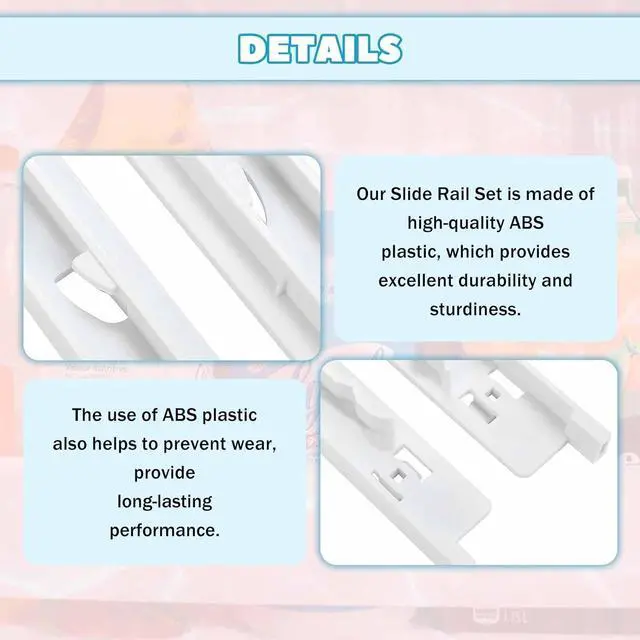 Alt view image 7 of 7 - Ecotric 240530601 240530701 Slide Rail Sets Compatible with Frigidaire Refrigerator Track Rail LH & RH ABS Plastic