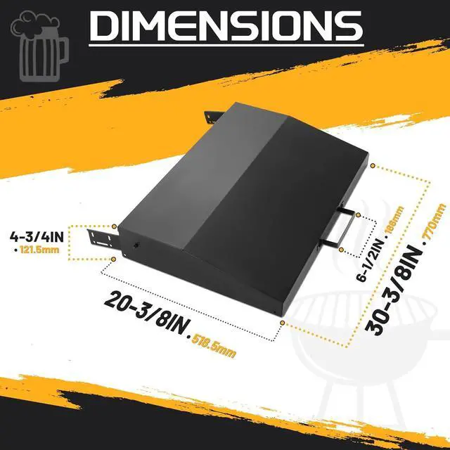 Alt view image 2 of 7 - Ecotric Hinged Lid Griddle Cover Compatible with 28 inch Blackstone Griddle with Rear & Right Grease Collection Steel Powder Coated Black