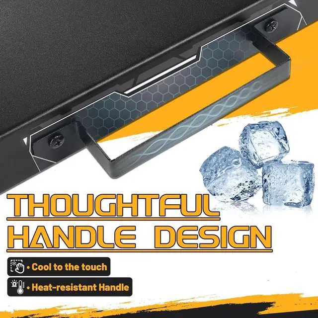 Alt view image 4 of 7 - Ecotric Hinged Lid Griddle Cover Compatible with 28 inch Blackstone Griddle with Rear & Right Grease Collection Steel Powder Coated Black