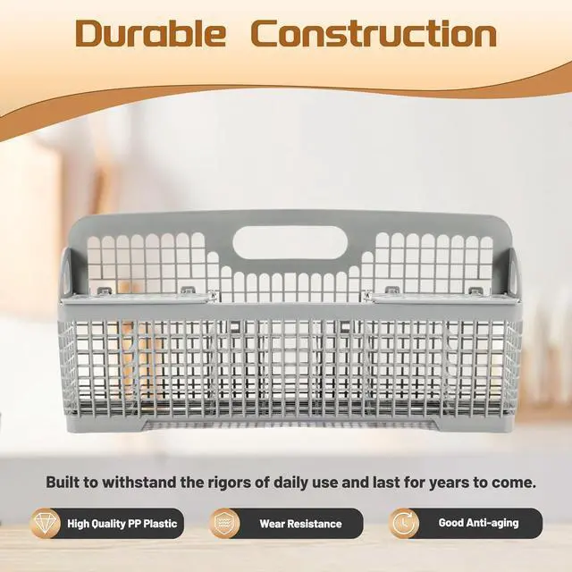 Alt view image 5 of 7 - Ecotric Universal 8531233 Dishwasher Silverware Basket Compatible with Whirlpool Kenmore Dishwasher Accessory WP8531233 AP6012898 PS11746119 WP8531233VP Replacement Utensil Rack Basket Gray