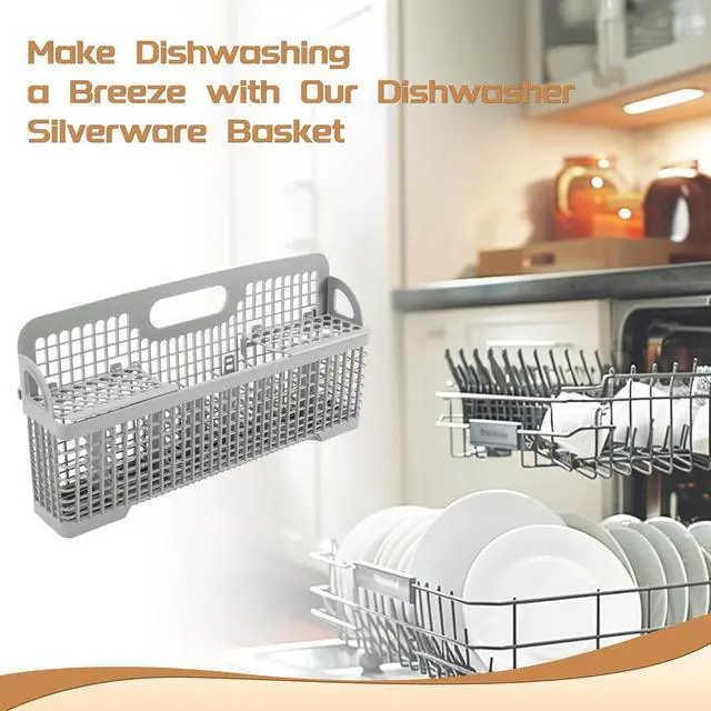 Alt view image 7 of 7 - Ecotric Universal 8531233 Dishwasher Silverware Basket Compatible with Whirlpool Kenmore Dishwasher Accessory WP8531233 AP6012898 PS11746119 WP8531233VP Replacement Utensil Rack Basket Gray
