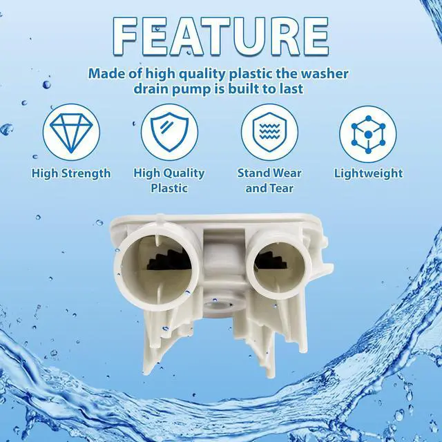 Alt view image 2 of 7 - Ecotric 3363394 Washer Drain Pump Compatible with Direct-Drive Washing Machines Whirlpool, Kenmore, KitchenAid Plastic Replacement for 3363892 3352496 PS11741242 WP3363892VP B00MS2G6JC