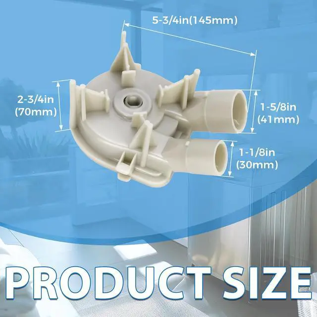 Alt view image 7 of 7 - Ecotric 3363394 Washer Drain Pump Compatible with Direct-Drive Washing Machines Whirlpool, Kenmore, KitchenAid Plastic Replacement for 3363892 3352496 PS11741242 WP3363892VP B00MS2G6JC