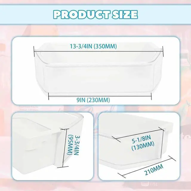 Alt view image 4 of 7 - Ecotric WPW10493524 7WF736SDAM10 Replacement Refrigerator Door Shelf Compatible with Whirlpool W10493524 WRF736SDAB10 WRF736SDAF10 Refrigerator Door Bin White+Clear Plastic