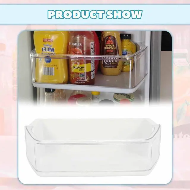 Alt view image 2 of 7 - Ecotric WPW10493524 7WF736SDAM10 Replacement Refrigerator Door Shelf Compatible with Whirlpool W10493524 WRF736SDAB10 WRF736SDAF10 Refrigerator Door Bin White+Clear Plastic