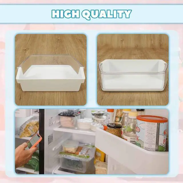 Alt view image 6 of 7 - Ecotric WPW10493524 7WF736SDAM10 Replacement Refrigerator Door Shelf Compatible with Whirlpool W10493524 WRF736SDAB10 WRF736SDAF10 Refrigerator Door Bin White+Clear Plastic