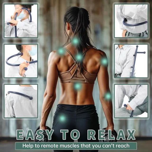 Alt view image 2 of 7 - Ecotric Blue Manual Massager Hook Muscle Trigger Point Tool Self Massage Therapy Fibromyalgia Pain Relief for Shoulders,Neck, Upper and Lower Back