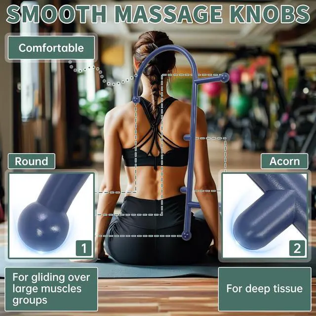 Alt view image 7 of 7 - Ecotric Blue Manual Massager Hook Muscle Trigger Point Tool Self Massage Therapy Fibromyalgia Pain Relief for Shoulders,Neck, Upper and Lower Back