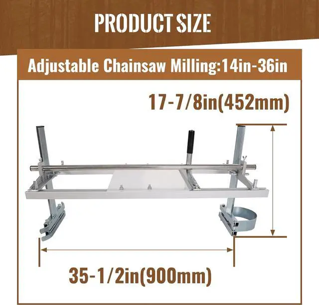 Alt view image 2 of 7 - ECOTRIC 14"- 36" Chainsaw Mill Portable Sawmill Bar Chain Saw Mill Log Planking Lumber Cutting Aluminium & Steel for Builders/Woodworkers