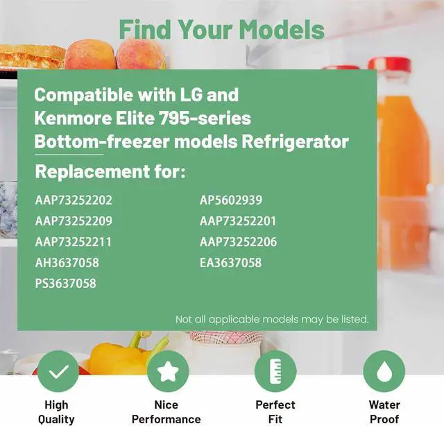 Alt view image 6 of 7 - Ecotric AAP73252202 AP5602939 Refrigerator Door Shelf Compatible with LG Kenmore Elite Refrigerator Door Bin AH3637058 PS3637058 AP5602939 AAP73252211 Replacement Only-2 PCS