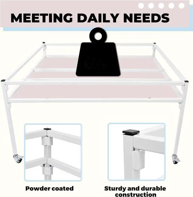 Alt view image 6 of 7 - Ecotric 4' x 4' Rolling Flood Table Stand Fit All Popular Brand (ID) Trays and Reservoirs for Hydroponic Germination Trays w/ 2 Swivel Caster Wheels Tool-free Steel Powder Coated White Bracket