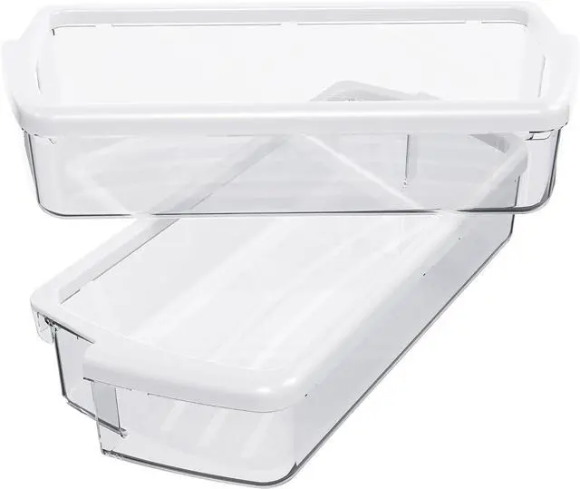 Main image of Ecotric W10321304 WPW10321304 AP6019471 Refrigerator Door Shelf Compatible with Whirlpool Refrigerator 2171046 2171047 2179574 PS11752778 Replacement only PC Plastic Clear Door Bin Shelf -2 PCS
