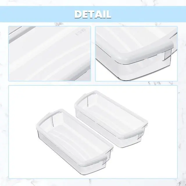 Alt view image 3 of 7 - Ecotric W10321304 WPW10321304 AP6019471 Refrigerator Door Shelf Compatible with Whirlpool Refrigerator 2171046 2171047 2179574 PS11752778 Replacement only PC Plastic Clear Door Bin Shelf -2 PCS