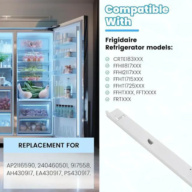 Alt view image 4 of 7 - Ecotric 240530601 Pan Hanger (Left) Compatible with Frigidaire Refrigerator Track Rail ABS Plastic