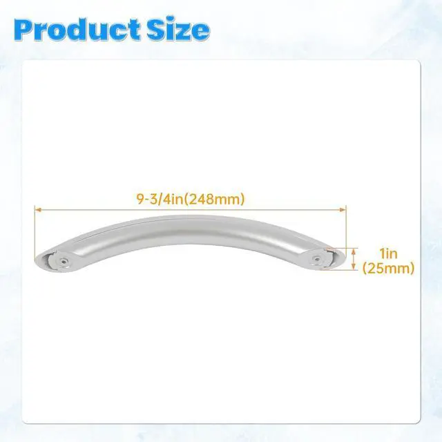 Alt view image 2 of 7 - Ecotric 8184264 8184320 Microwave Door Handle Compatible with Whirlpool Replacement for 921926 AH556624 EA556624 PS556624 LP15844 Painted Silvery