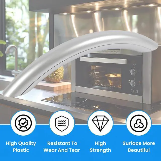 Alt view image 7 of 7 - Ecotric 8184264 8184320 Microwave Door Handle Compatible with Whirlpool Replacement for 921926 AH556624 EA556624 PS556624 LP15844 Painted Silvery