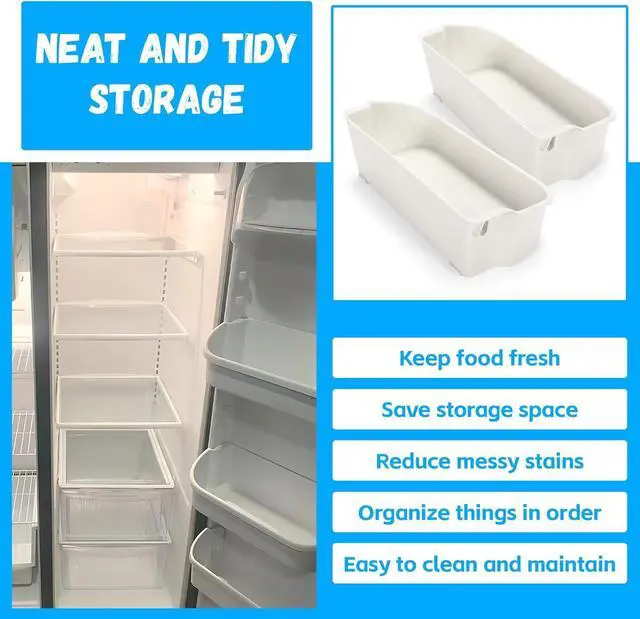 Alt view image 3 of 7 - Ecotric 240356401 AP2116036 Refrigerator Door Bin Shelf Bucket Shelf 240356405 240356406 240356409 Replacement only White Bin (2Pcs White)