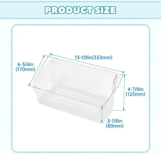 Alt view image 2 of 7 - Ecotric 240324502 AP2549806 PS429767 Replacement Refrigerator Door Bin Shelf Compatible with Frigidaire Kenmore Electrolux Refrigerator Replacement for 844402 AP429767-1 PC Clear