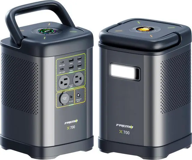 Main image of FREMO Portable Power Station X700,662Wh LiFePo4 Battery Solar Generator w/2 Upto 110V/1000W AC Outlet,DC 12V Car and USB Ports(Solar Panel Optional), Solar Generator for Home Use,Outdoor Camping,RVs