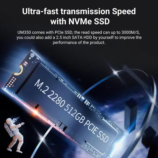Alt view image 7 of 7 - MINISFORUM UM350 Mini PC AMD Ryzen 5 3550H Windows 11
16 GB RAM 512GB PCIe SSD Desktop Computers, Radeon Vega 8 Graphics, Dual-Band Wi-Fi, 4K HDMI/DisplayPort/ 5x USB Mini Gaming PC