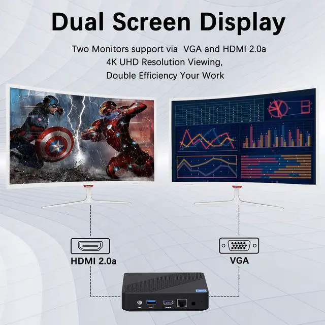 Alt view image 6 of 7 - Mini PC Celeron N4020(up to 2.8GHz), Windows 10 DDR4 4GB/64GB eMMC Mini PC Fanless UHD 4k@60Hz, Mini Computer Support HDMI&VGA, USB3.0, 2.4/5.8G Wi-Fi, DIY NGFF 2242 SSD