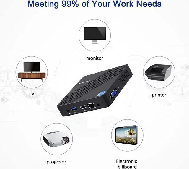 Alt view image 8 of 7 - Mini PC Celeron N4020(up to 2.8GHz), Windows 10 DDR4 4GB/64GB eMMC Mini PC Fanless UHD 4k@60Hz, Mini Computer Support HDMI&VGA, USB3.0, 2.4/5.8G Wi-Fi, DIY NGFF 2242 SSD