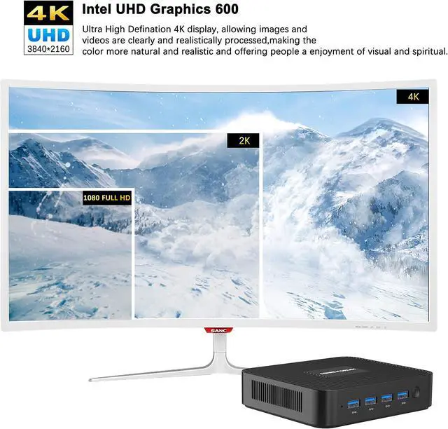 Alt view image 5 of 7 - Mini PC Windows 11 GK41 Mini Desktop Computers 8GB DDR4 128GB SSD Intel Celeron J4125 Processor Dual LAN Mini PC, Digital Mic, Business Small PC 4K HDMI/DisplayPort HTPC, Dual Band Wi-Fi Micro PC