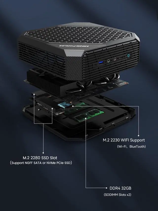 Alt view image 4 of 7 - MINISFORUM Neptune Series HX80G Mini PC AMD Ryzen 7 5800H Desktop Computer, DDR4 32GB RAM+1TB SSD, 2X HDMI & 2X DP 4K@60Hz Outputs, AMD Radeon RX 6600M Discrete Graphics Small PC