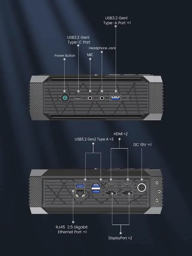 Alt view image 5 of 7 - MINISFORUM Neptune Series HX80G Mini PC AMD Ryzen 7 5800H Desktop Computer, DDR4 32GB RAM+1TB SSD, 2X HDMI & 2X DP 4K@60Hz Outputs, AMD Radeon RX 6600M Discrete Graphics Small PC