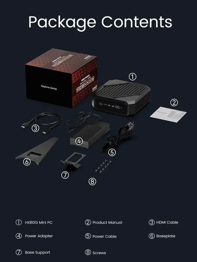 Alt view image 7 of 7 - MINISFORUM Neptune Series HX80G Mini PC AMD Ryzen 7 5800H Desktop Computer, DDR4 32GB RAM+1TB SSD, 2X HDMI & 2X DP 4K@60Hz Outputs, AMD Radeon RX 6600M Discrete Graphics Small PC