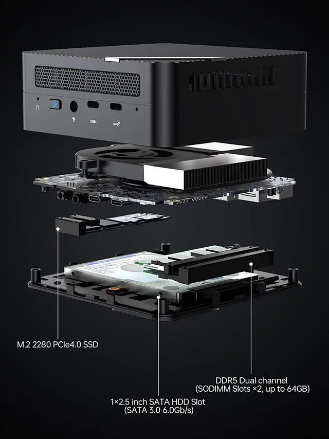 Alt view image 7 of 7 - MINISFORUM Venus Series UM773 Lite Mini PC | AMD Ryzen 7 7735HS up to 4.75GHz | 32GB DDR5 | 1TB PCIe4.0 SSD | AMD Radeon 680M | 2 x HDMI | 1 x USB4 | 5 x USB Ports | WiFi 6 | BT5.2 - High-Performance Compact Computing Solution