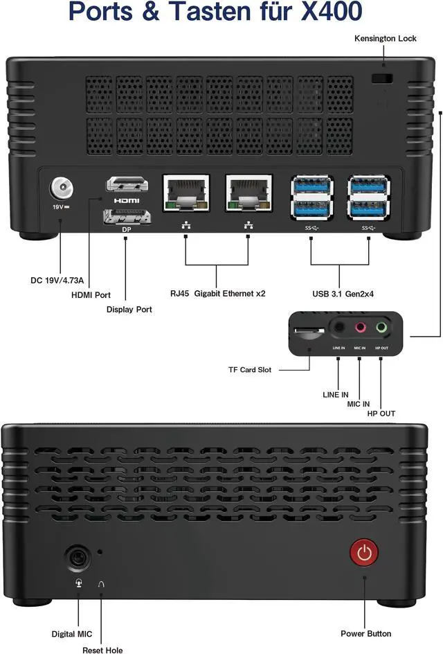 Alt view image 5 of 7 - MINISFORUM Elitemini X500 Mini PC AMD Ryzen 5 5600G up to 4.4Ghz DDR4 16GB RAM+512GB SSD, Dual Internet Port, Dual Displays 4K, 4x USB Desktop Personal Computer