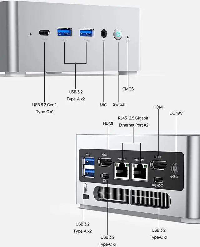 Alt view image 6 of 6 - Mini PC NPB7 13th Gen Intel Core i7-13700H Processor up to 5.0 GHz 32GB RAM DDR4 512GB PCIe 4.0 SSD 2X USB4(8K) Output Dual 2.5 G RJ45 LAN Mini Desktop Computer