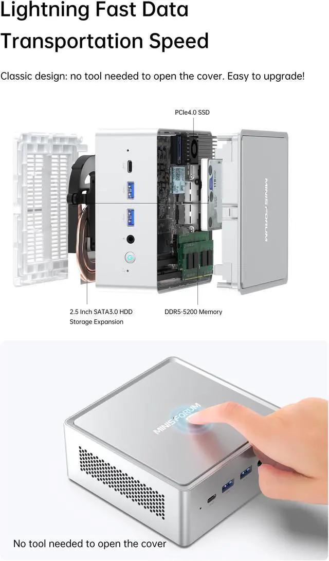 Alt view image 5 of 7 - MINISFORUM NPB5 Mini PC up Intel Core i5-13500H (up to 4.7Ghz)  32G RAM / 512G SSD 2.5 G Dual LAN, 2 x HDMI Ports, 2X USB4 Port (8K@60Hz) Small Desktop Computer