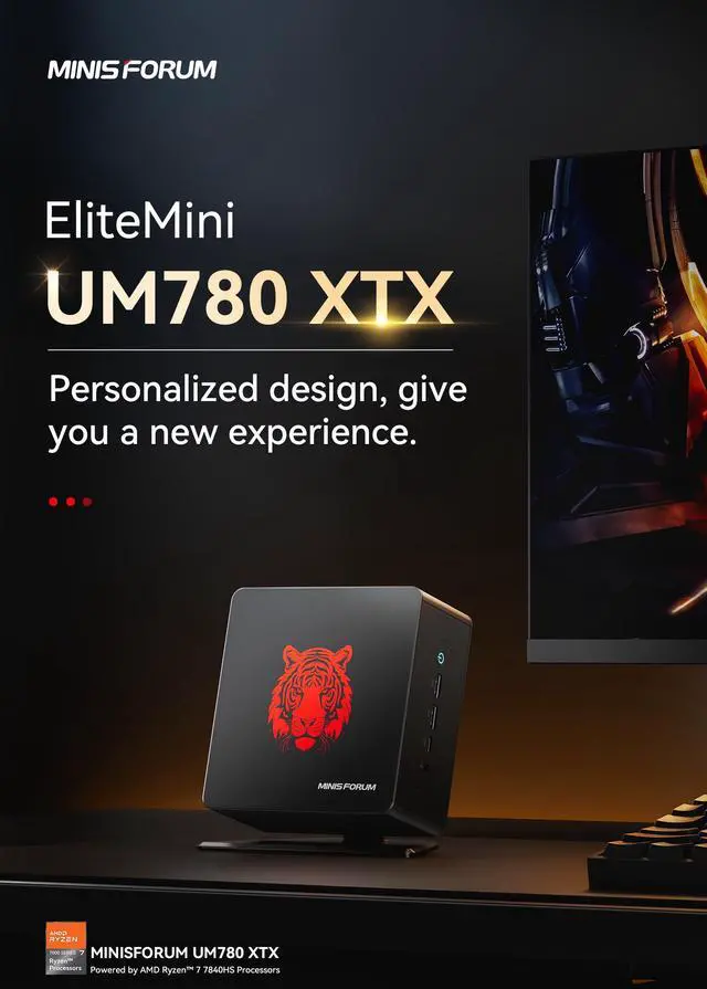 Alt view image 2 of 7 - MINISFORUM Venus Series UM780XTX Mini PC AMD Ryzen 7 7840HS DDR5 64GB 1TB PCIe4.0 SSD ,Personal Computer,  HDMI/DP Support USB x6 , AMD Radeon 780M Graphics Dual 2.5G Lan