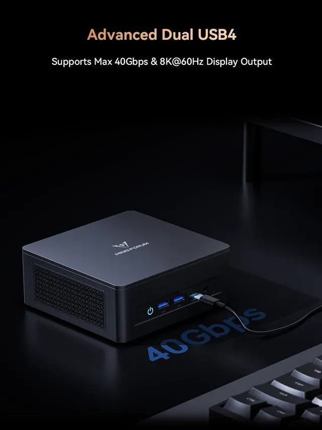 Alt view image 6 of 7 - MINISFORUM UM690 Pro Mini PC AMD Ryzen 9 6900HX DDR5 32GB RAM 1TB PCIe4.0 SSD Micro PC, 2X USB4(8K) + 1x HDMI + 1x DP Outputs 2.5G LAN WiFi6E BT5.3 2xSSD Slot, Radeon 680M Graphics Desktop Computer