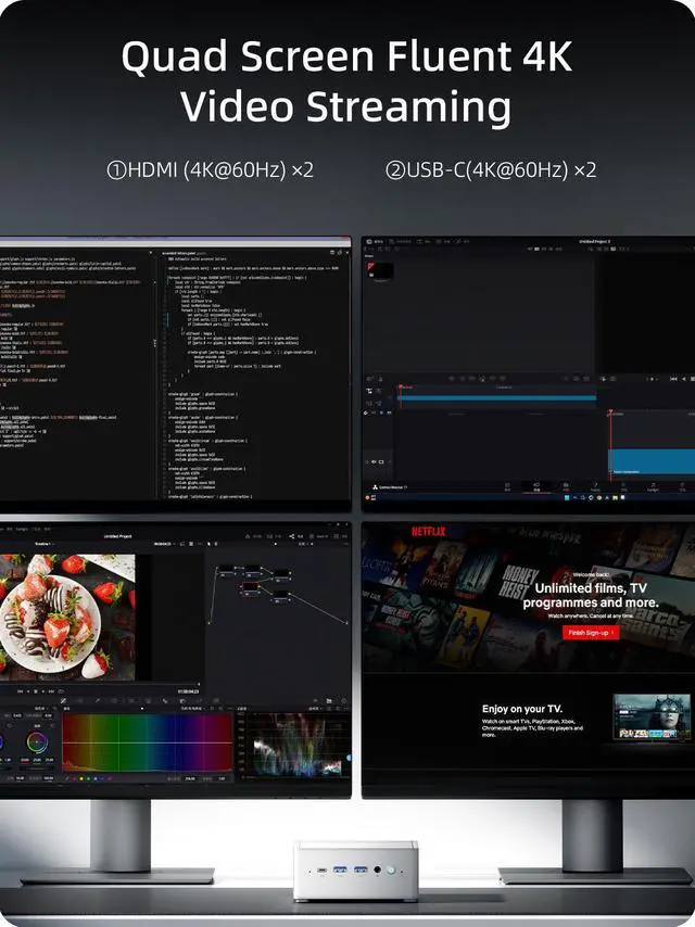 Alt view image 2 of 7 - MINISFORUM Mini PC NAB6 Intel Core i7-12650H Processor up to 4.7 GHz Barebone Version Without RAM, SSD and OS, Dual 2.5 G RJ45 LAN, 7x USB, ,2 x HDM, WiFi 6,BT5.2 Desktop Computer