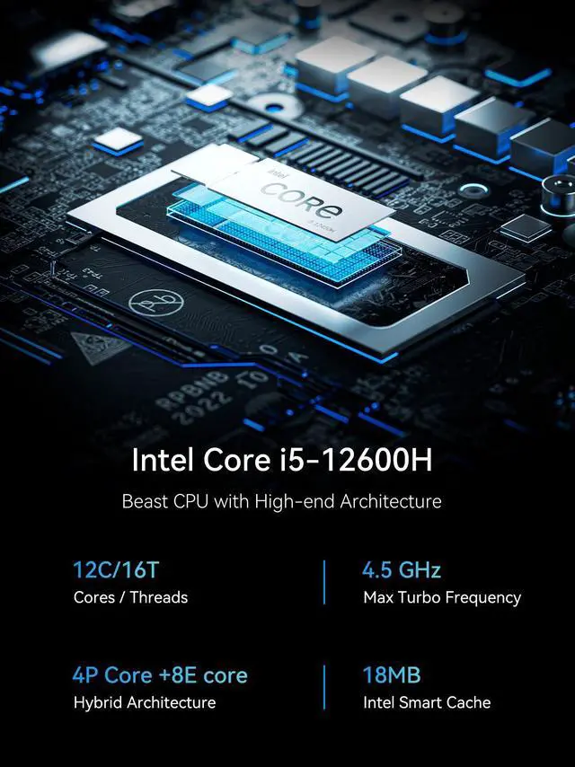 Alt view image 3 of 7 - MINISFORUM NAB6 Lite Mini PC Core i5-12600H(12C/16T, up to 4.5 GHz) Mini Computer 16GB RAM + 500GB SSD, 2xHDMI + 2xUSB-C 4K@60Hz Outputs, 2x2.5G LAN, 4xUSB3.2, Intel Iris Xe Graphics Desktop Computer