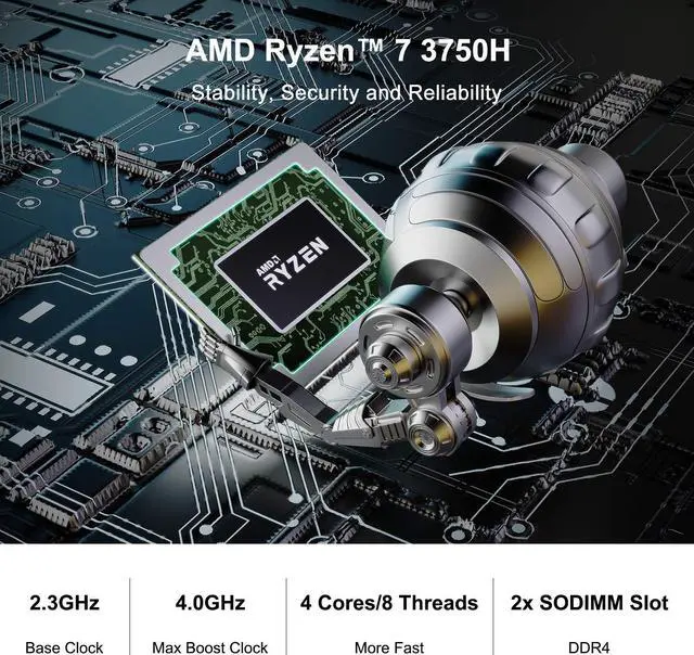 Alt view image 2 of 7 - MINISFORUM DeskMini UM700 Mini PC AMD Ryzen 7 3750H Small PC, 16GB RAM+512GB PCIe SSD, HDMI/DP/USB-C 4K@60Hz Outputs, 2.5G LAN, 4xUSB Port Radeon RX Vega 10 Graphics Small Form Factor