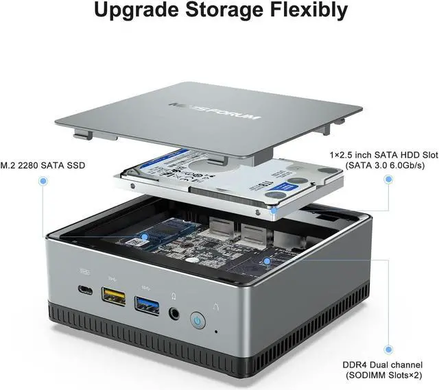 Alt view image 6 of 7 - MINISFORUM DeskMini UM700 Mini PC AMD Ryzen 7 3750H Small PC, 16GB RAM+512GB PCIe SSD, HDMI/DP/USB-C 4K@60Hz Outputs, 2.5G LAN, 4xUSB Port Radeon RX Vega 10 Graphics Small Form Factor