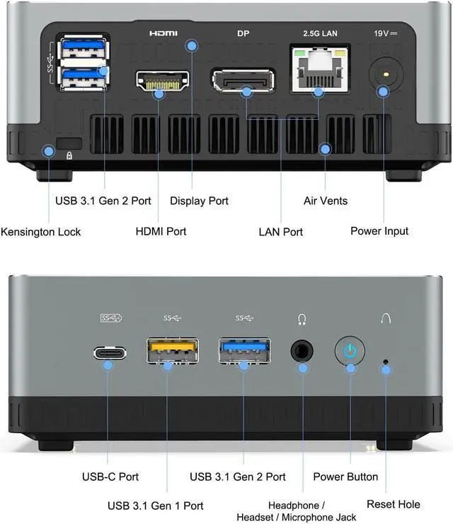 Alt view image 7 of 7 - MINISFORUM DeskMini UM700 Mini PC AMD Ryzen 7 3750H Small PC, 16GB RAM+512GB PCIe SSD, HDMI/DP/USB-C 4K@60Hz Outputs, 2.5G LAN, 4xUSB Port Radeon RX Vega 10 Graphics Small Form Factor