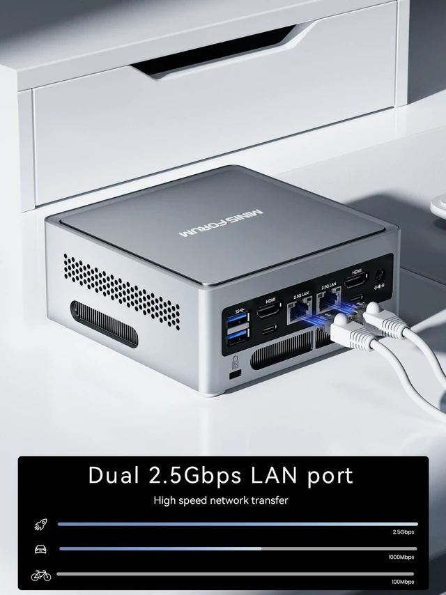 Alt view image 5 of 7 - MINISFORUM NAB6 Lite Mini PC Core i5-12600H(12C/16T, up to 4.5 GHz) Mini Computer 32GB RAM + 1TB SSD, 2xHDMI + 2xUSB-C 4K@60Hz Outputs, 2x2.5G LAN, 4xUSB3.2, Intel Iris Xe Graphics Desktop Computer