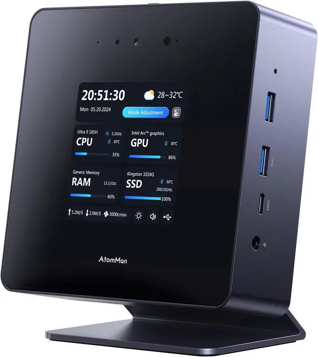 ミニPC AtomMan X7 Ti Core Ultra 9 185H 32GB 1TB AtomMan X7 Ti Mini PC Core Ultra 9 Processor 185H 32GB DDR5