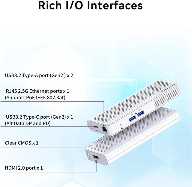 Alt view image 7 of 7 - MINISFORUM S100 Mini PC Stick 12th Gen Alder Lake N100(up to 3.4GHz) Micro PC, LPDDR5 8GB RAM UFS2.1 128GB, 1x HDMI, 1x USB-C Output, 2X USB3.2, 2.5G RJ45 Port, PD 65W Power Adapter Micro Computer