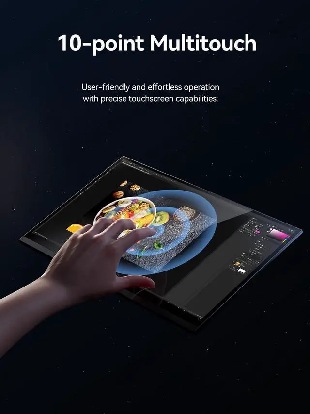 Alt view image 6 of 7 - MINISFORUM Portable Monitor 15.6 inch 2K@144Hz QHD Mini HDMI USB-C Touchscreen Laptop Monitor Computer Display HDR IPS 400nit Brightness Gaming Monitor with Cover/Speaker for Mac/Phone/Xbox/Switch/PS4