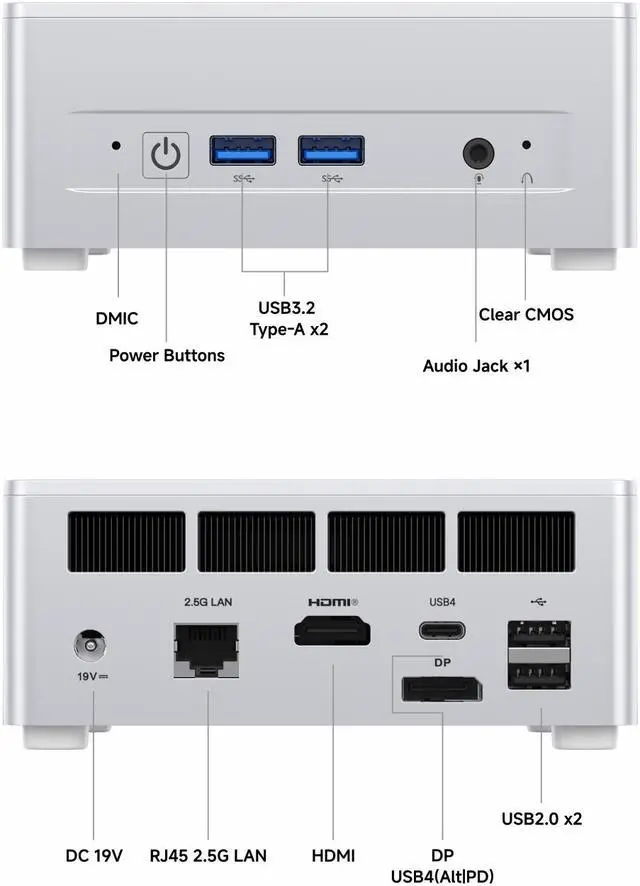 Alt view image 7 of 7 - MINISFORUM UM870 Slim Mini PC AMD Ryzen 7 8745H 8C/16T Desktop Computer Barebone Without RAM/SSD/OS, HDMI/DP/USB4 8K@60Hz Output, 1X2.5G RJ45 Port, 4XUSB Port, Dual Band WiFi, AMD Radeon 780M Graphics