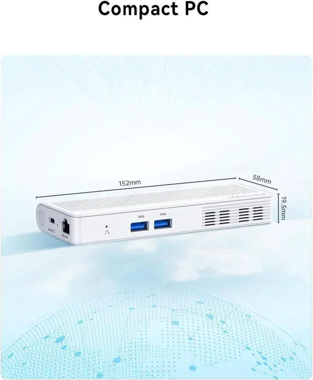 Alt view image 7 of 7 - MINISFORUM S100 Mini PC Stick 12th Gen Alder Lake N100(up to 3.4GHz) Micro PC, LPDDR5 8GB RAM UFS2.1 256GB, 1x HDMI, 1x USB-C Output, 2X USB3.2, 2.5G RJ45 Port, PD 65W Power Adapter Micro Computer