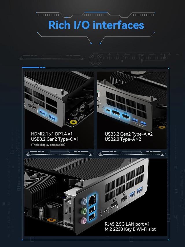 Alt view image 5 of 6 - MINISFORUM BD795i SE Motherboard AMD Ryzen 9 7945HX(16C/32T) Gaming Mini PC Without RAM/SSD/OS, 2X DDR5 SODIMM Slots, 2X PCIe4.0 SSD, M.2 2230 Key E Slot, HDMI+DP+USB-C Triple Video Outputs Computer