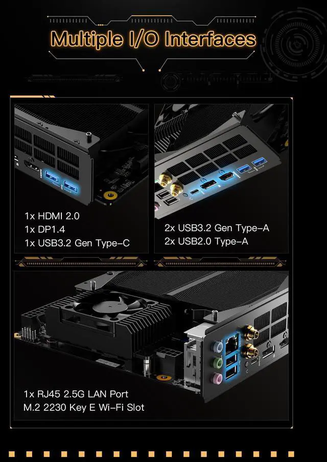 Alt view image 7 of 7 - MINISFORUM BD790i X3D Motherboard AMD Ryzen 9 7945HX3D(16C/32T) Gaming Mini PC Without RAM/SSD/OS, 2xDDR5 SODIMM Slots, 2xPCIe5.0 SSD, M.2 2230 Key E Slot, HDMI+DP+USB-C Video Outputs Computer